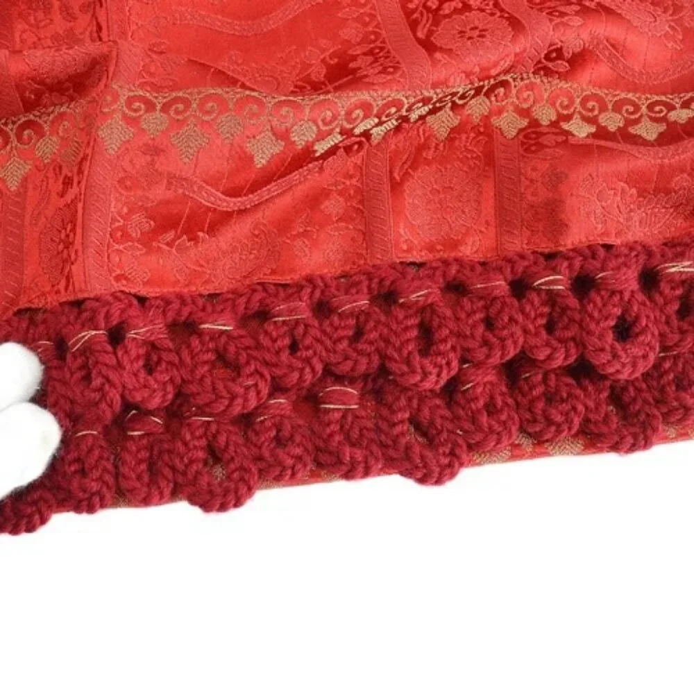 Christian Dior Scarf Red Gold France Vintage 25440